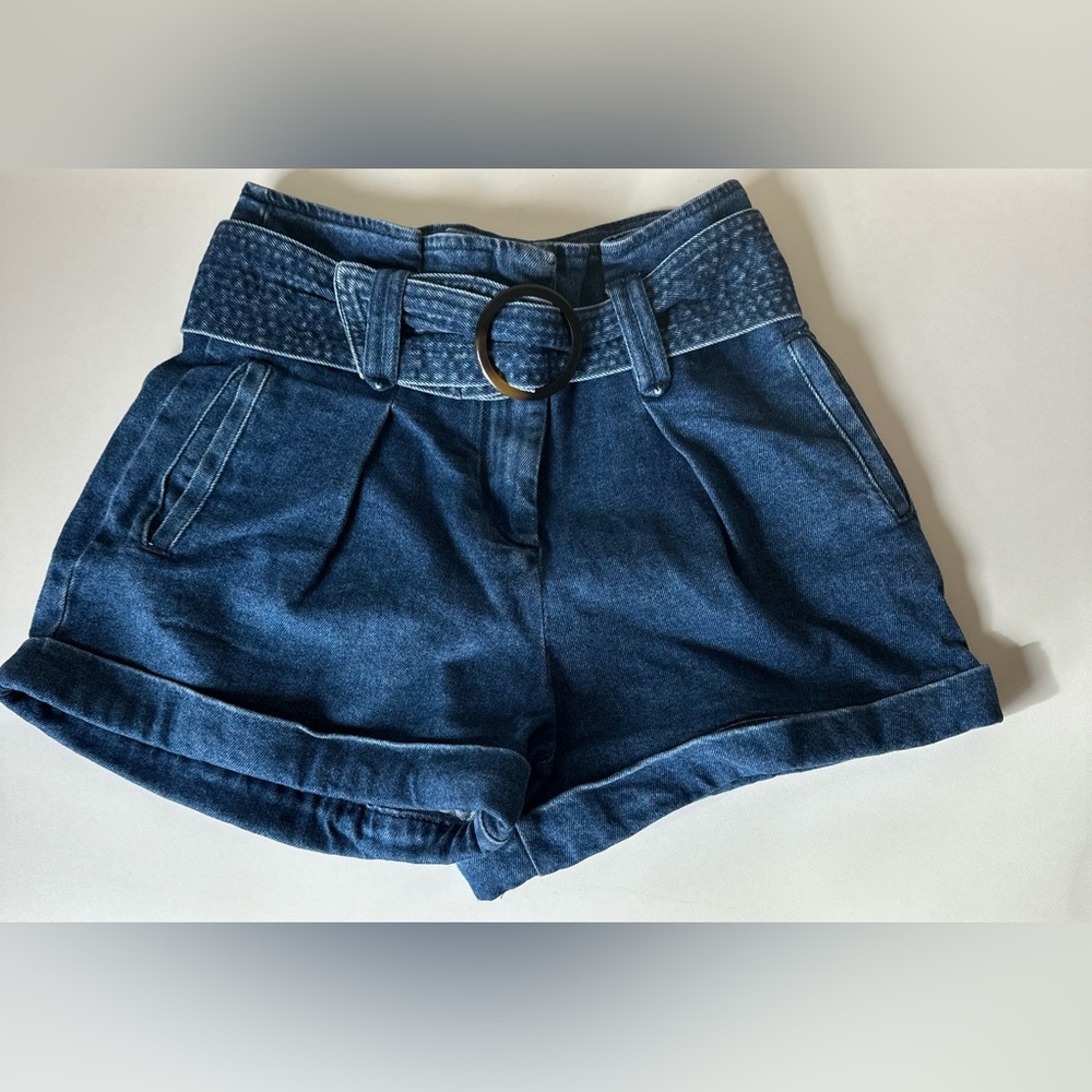 Sézane Rome High Waist Belted Denim Shorts Size 36 / US 4